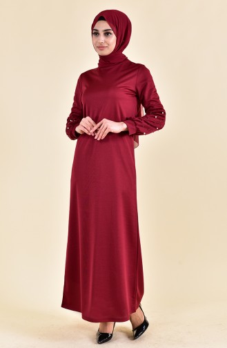 Sleeve Pearl Dress 4003-03 Bordeaux 4003-03