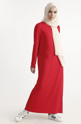 فستان بتصميم سادة 1243-03 لون أحمر 1243-03