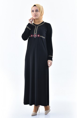 Schwarz Hijab Kleider 9104-06