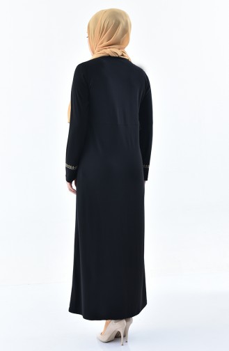 İşlemeli Sandy Elbise 9104-06 Siyah