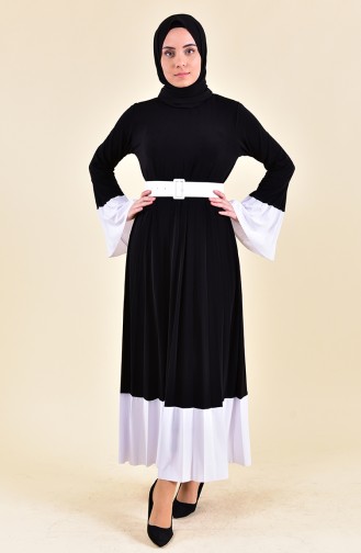 Schwarz Hijab Kleider 9002-01