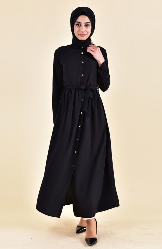 Belted Long Tunic  1268-02 Black 1268-02