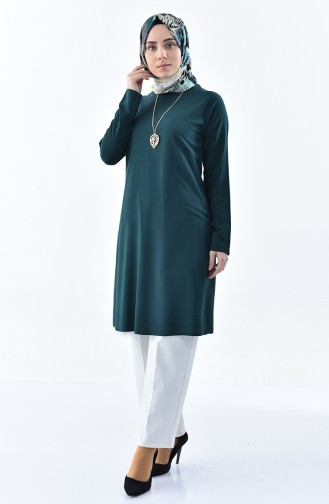 Sude Necklace Detailed Tunic 3164-08 Emerald Green 3164-08