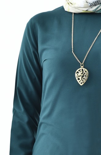 Sude Necklace Detailed Tunic 3164-08 Emerald Green 3164-08