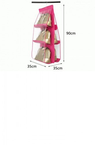 6-Pockets Practical Interior Cupboard Hangers Bag Organizer Pink 03YT1100