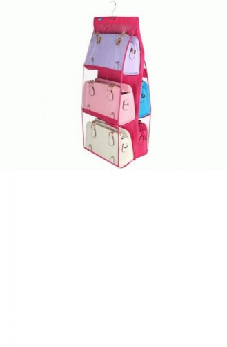 6-Pockets Practical Interior Cupboard Hangers Bag Organizer Pink 03YT1100