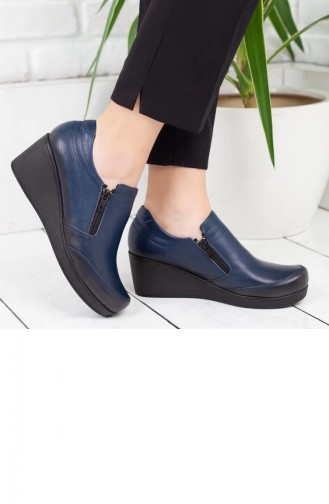 Derimiss Women´s Wedge Sandals  A162Ytrk0024007 Navy Blue Leather 162YTRK0024007