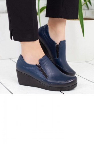 Derimiss Women´s Wedge Sandals  A162Ytrk0024007 Navy Blue Leather 162YTRK0024007