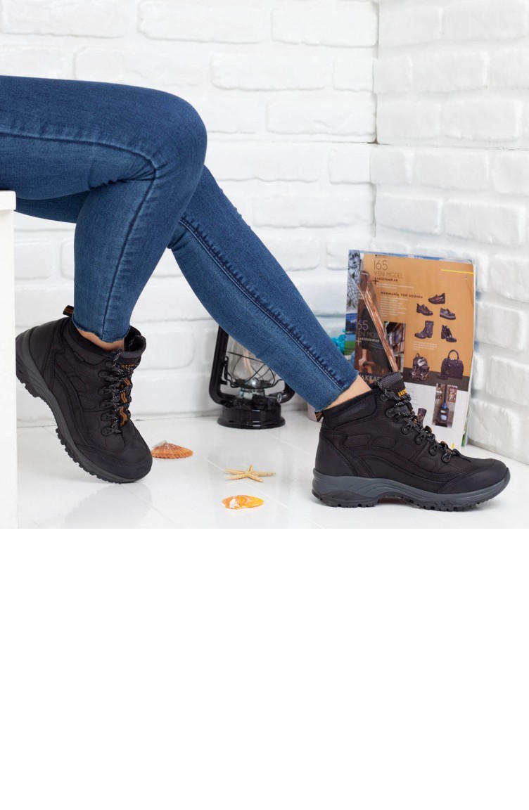 greyder kadin outdoor bot a192kgry0001001 siyah deri