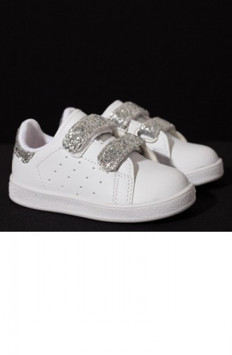Jump Baby Shoes A19Byjmp0005180 White Silver Leather 19BYJMP0005180