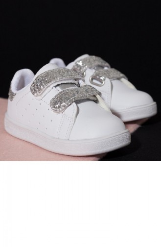 Jump Baby Shoes A19Byjmp0005180 White Silver Leather 19BYJMP0005180