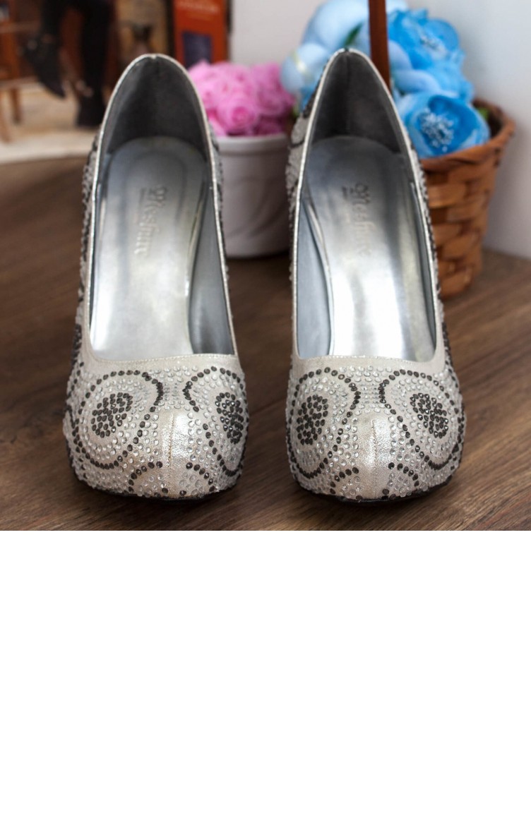 Silver Gray High-Heel Shoes 142YMSR0001008 | Sefamerve