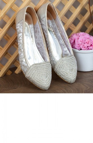 Silver Gray Women`s Flats 162YSML0001008