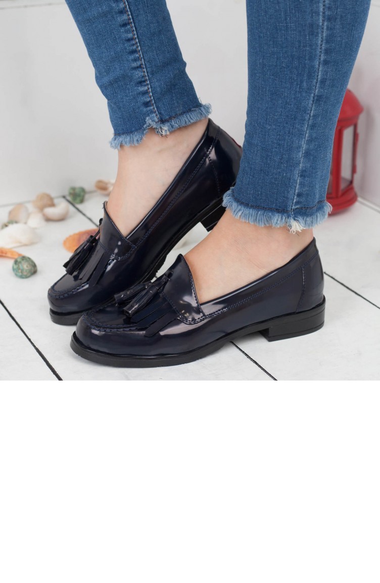 Kadın Loafer A192Ksws0001052 Lacivert Rugan