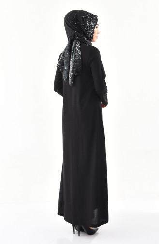 Abaya a Fermeture 4000-04 Noir 4000-04