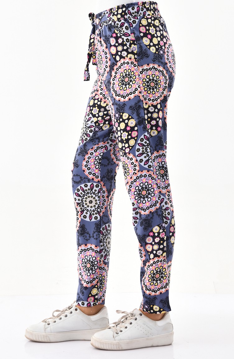 Patterned Summer Pants 013203 İndigo 013203 Sefamerve
