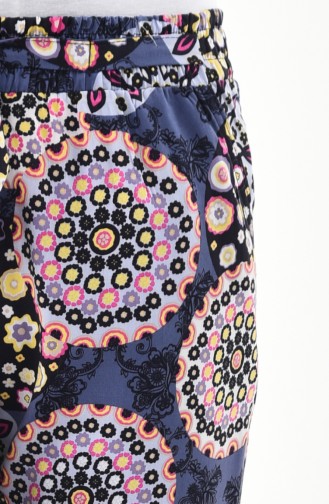 Patterned Summer Pants 0132-03 İndigo 0132-03