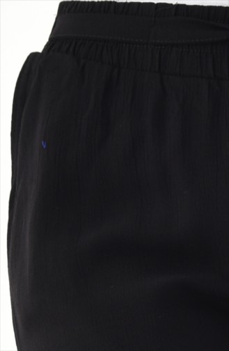 Elastic Waist Wide Leg Pants 0152-01 Black 0152-01