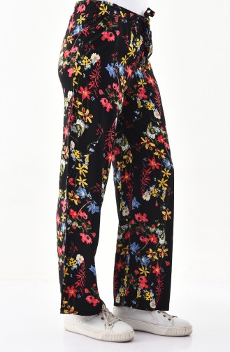 Pantalon Large a Motifs 0162B-01 Noir Corail 0162B-01