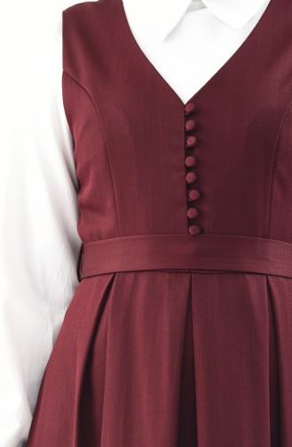طقم فستان بدون أكمام وقميص بتفاصيل مُطرزة 3018-03 لون أرجواني 3018-03