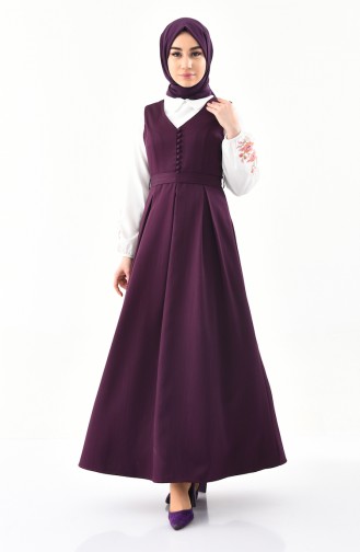Embroidery Shirt Dress Binary Suit 3018-05 Purple 3018-05