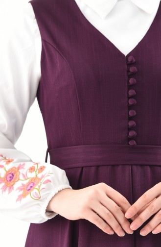 Embroidery Shirt Dress Binary Suit 3018-05 Purple 3018-05