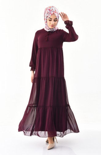 Şifon Elbise 18057-04 Mürdüm