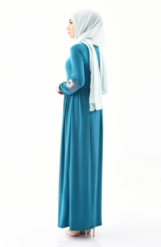Robe Manches Brodée 4112-06 Turquoise 4112-06