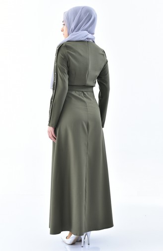 ZEN Stone Belted Dress 0226-01 Khaki 0226-01