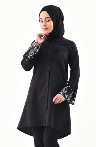 YNS Embroidered Asymmetric Tunic 4142-01 Black 4142-01