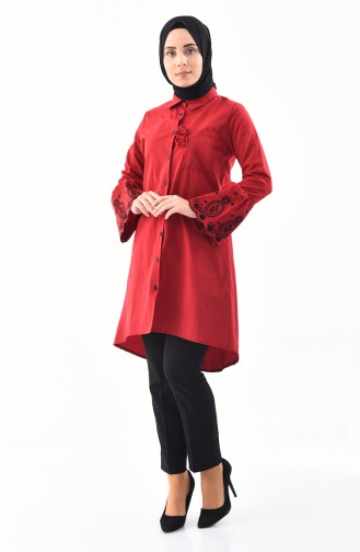 YNS Embroidered Asymmetric Tunic 4142-02 Bordeaux 4142-02