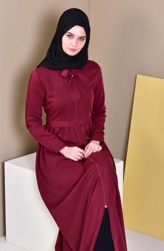 Abaya a Fermeture 9015-03 Bordeaux 9015-03