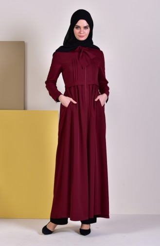 Abaya a Fermeture 9015-03 Bordeaux 9015-03