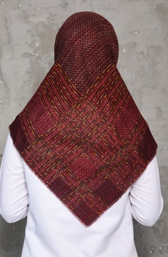 Plaid Patterned Cotton Woven Scarf 2198-17 Claret Red 2198-17