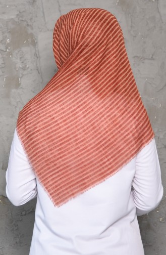 Striped Patterned Flamed Cotton Shawl 2199-04 Cinnamon 2199-04