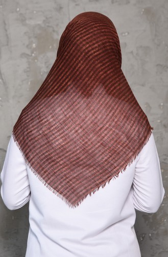 Striped Patterned Flamed Cotton Shawl 2199-08 brown 2199-08