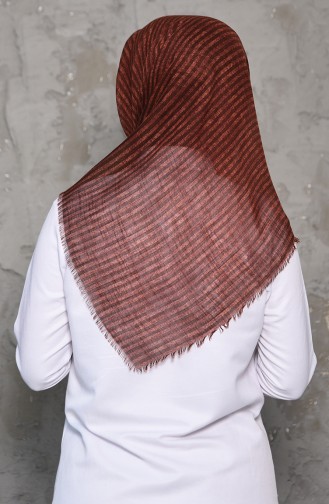 Striped Patterned Flamed Cotton Shawl 2199-08 brown 2199-08
