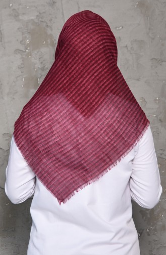 Striped Patterned Flamed Cotton Shawl 2199-09 Fuchsia 2199-09