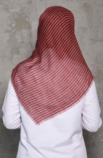 Striped Patterned Flamed Cotton Shawl 2199-14 dry rose 2199-14