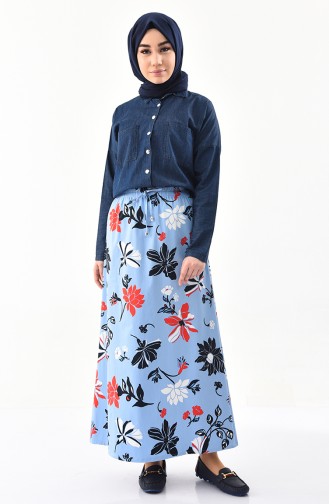 DURAN Patterned Skirt 1115D-01 Blue 1115D-01