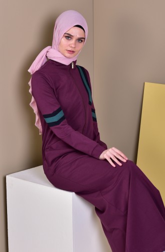 Abaya Sport avec Poches 8336-03 Plum 8336-03