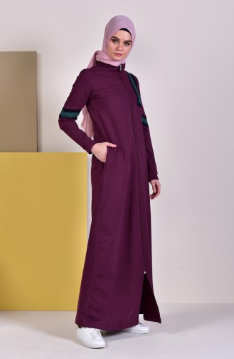 Abaya Sport avec Poches 8336-03 Plum 8336-03