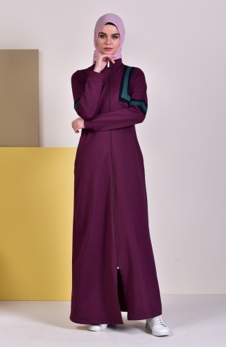 Abaya Sport avec Poches 8336-03 Plum 8336-03