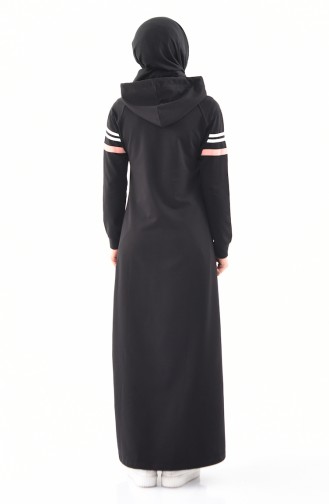 Kapüşonlu Spor Ferace 8353-01 Siyah