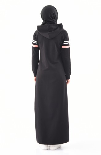 Sport Abaya mit Kapuze 8353-01 Schwarz 8353-01