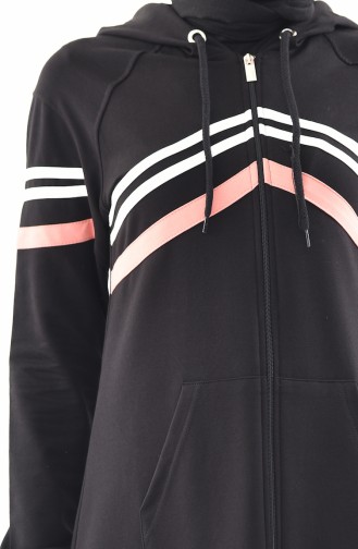 Kapüşonlu Spor Ferace 8353-01 Siyah