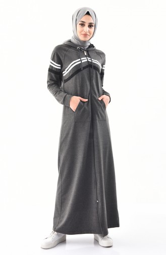 BWEST Hooded Sportswear Abaya 8353-03 Anthracite 8353-03