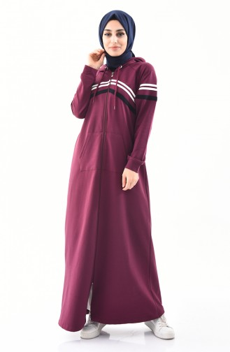 BWEST Hooded Sportswear Abaya 8353-06 Plum 8353-06