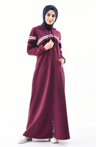 BWEST Hooded Sportswear Abaya 8353-06 Plum 8353-06