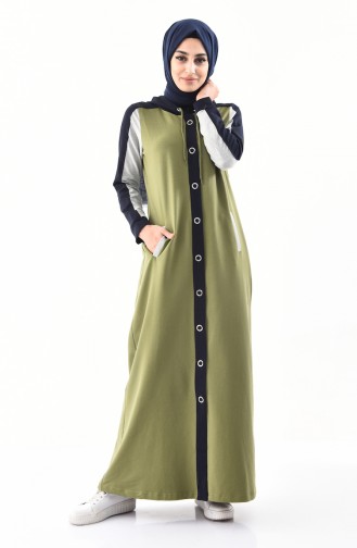 Abaya Sport a Capuche 8364-01 Vert Huile 8364-01